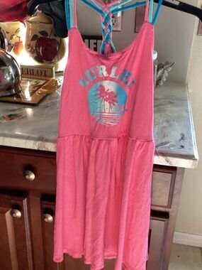Hurley Pink Tank Dress with Teal Graphic